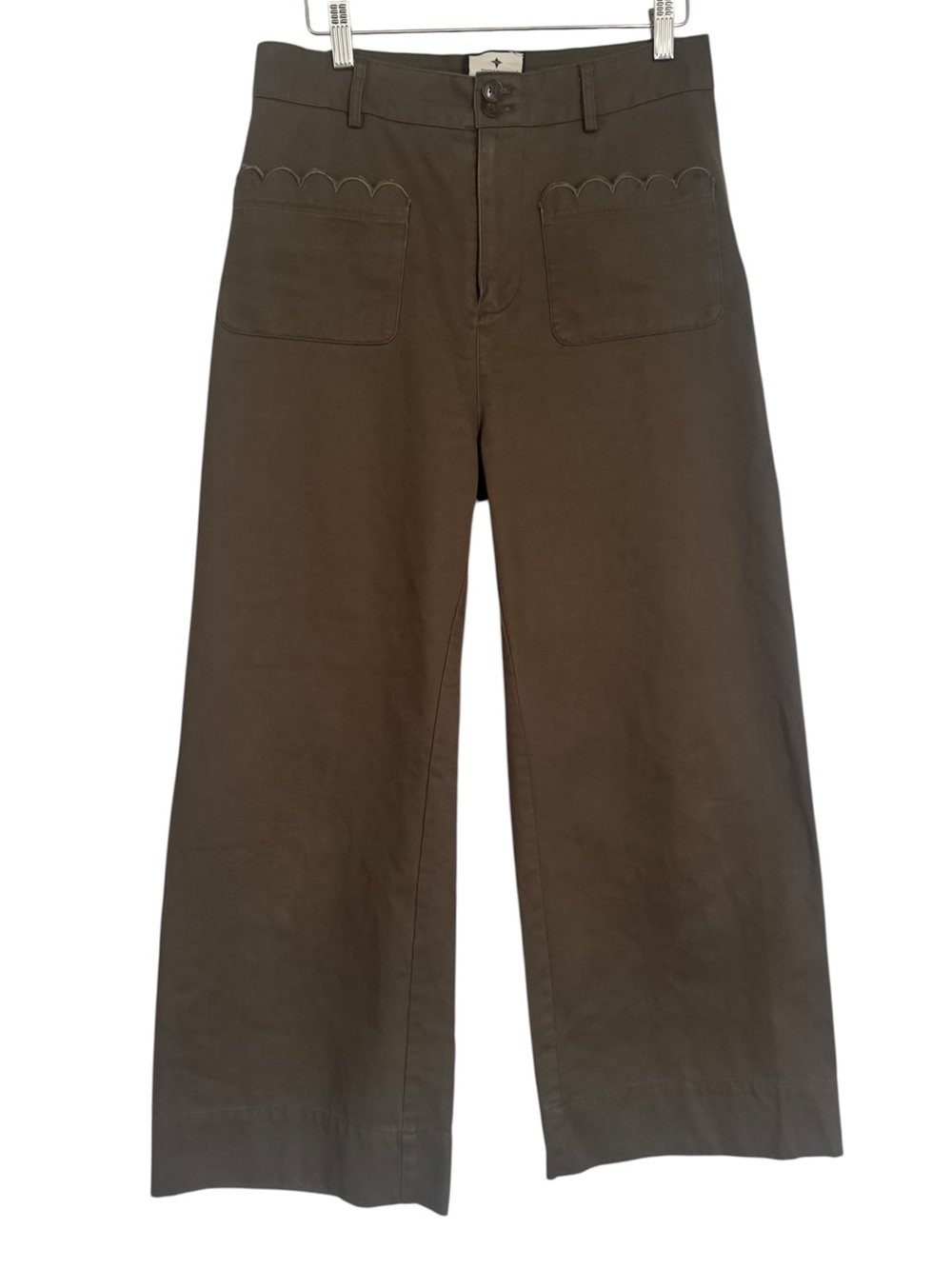 Tuckernuck Scallop-Pocket Olive Green Chino Wide Leg Pants